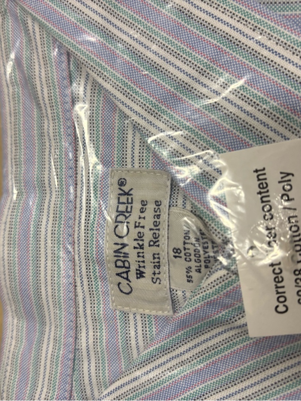 Cabin Creek White Shirt with Pastel Blue, Pink, and Green Stripes